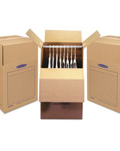 FEL7711001 SMOOTHMOVE WARDROBE BOX, REGULAR SLOTTED CONTAINER (RSC), 24" X 24" X 40", BROWN KRAFT/BLUE, 3/CARTON