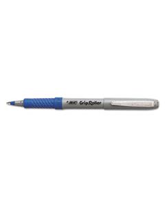 BICGRE11BE ROLLER GLIDE ROLLER BALL PEN, FINE 0.7MM, BLUE INK, GRAY BARREL, DOZEN