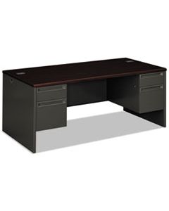 HON38180NS 38000 SERIES DOUBLE PEDESTAL DESK, 72W X 36D X 29.5H, MAHOGANY/CHARCOAL