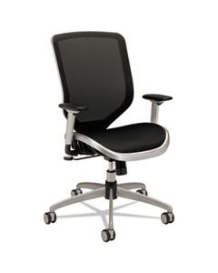 HONMH02MST1C BODA SERIES MESH HIGH-BACK WORK CHAIR, SUPPORTS UP TO 250 LBS., BLACK SEAT/BLACK BACK, TITANIUM BASE