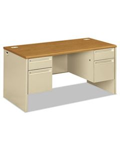 HON38155CL 38000 SERIES DOUBLE PEDESTAL DESK, 60W X 30D X 29.5H, HARVEST/PUTTY