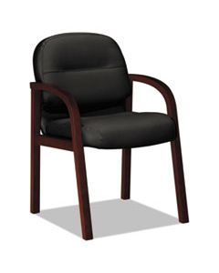 HON2194NSR11 PILLOW-SOFT 2190 GUEST ARM CHAIR, 23.5" X 27.5" X 35.5", BLACK SEAT/BLACK BACK, MAHOGANY BASE