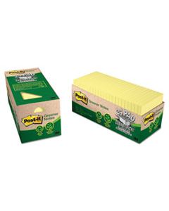 MMM654R24CPCY RECYCLED NOTE PAD CABINET PACK, 3 X 3, CANARY YELLOW, 75-SHEET, 24/PACK