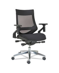 ALEEBW4213 ALERA EB-W SERIES PIVOT ARM MULTIFUNCTION MESH CHAIR, SUPPORTS UP TO 275 LBS., BLACK SEAT/BLACK BACK, ALUMINUM BASE