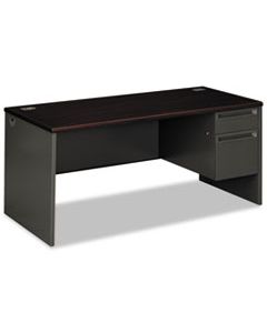 HON38291RNS 38000 SERIES RIGHT PEDESTAL DESK, 66W X 30D X 29.5H, MAHOGANY/CHARCOAL