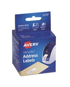 AVE4150 THERMAL PRINTER LABELS, THERMAL PRINTERS, 1.13 X 3.5, WHITE, 130/ROLL, 2 ROLLS/PACK