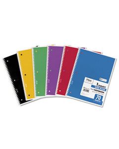 MEA05510 SPIRAL NOTEBOOK, 1 SUBJECT, WIDE/LEGAL RULE, ASSORTED COLOR COVERS, 10.5 X 7.5, 70 SHEETS