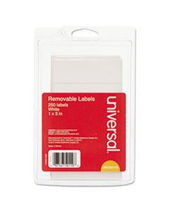UNV50110 SELF-ADHESIVE REMOVABLE ID LABELS, 1 X 3, WHITE, 5/SHEET, 50 SHEETS/PACK