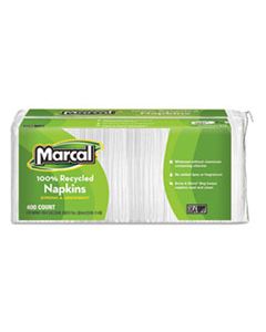 MRC6506 100% RECYCLED LUNCHEON NAPKINS, 11.4 X 12.5, WHITE, 400/PACK, 6PK/CT