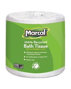MRC6079 100% RECYCLED TWO-PLY BATH TISSUE, SEPTIC SAFE, WHITE, 330 SHEETS/ROLL, 48 ROLLS/CARTON