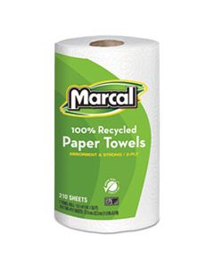 MRC6210 100% RECYCLED ROLL TOWELS, 2-PLY, 8.8 X 11, 210 SHEETS, 12 ROLLS/CARTON