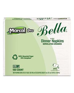 MRC06410 100% PREMIUM RECYCLED BELLA DINNER NAPKINS, 15 X 17, WHITE, 3000/CARTON