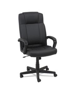 OIFSL4119 LEATHER HIGH-BACK CHAIR, SUPPORTS UP TO 250 LBS., BLACK SEAT/BLACK BACK, BLACK BASE