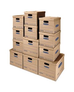 FEL7716401 SMOOTHMOVE CLASSIC MOVING & STORAGE BOXES, ASSORTED SIZES, HALF SLOTTED CONTAINER (HSC), BROWN KRAFT/BLUE, 12/CARTON
