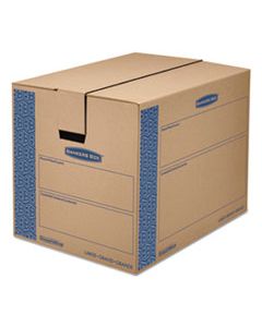 FEL0062901 SMOOTHMOVE PRIME MOVING & STORAGE BOXES, REGULAR SLOTTED CONTAINER (RSC), 24" X 18" X 18", BROWN KRAFT/BLUE, 6/CARTON