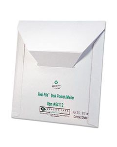 QUA64112 REDI-FILE DISK POCKET/MAILER, CD/DVD, SQUARE FLAP, PERFORATED FLAP CLOSURE, 6 X 5.88, WHITE, 10/PACK