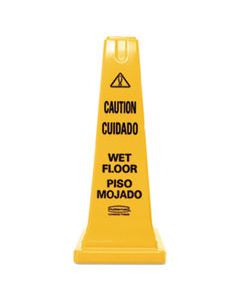 RCP627777 FOUR-SIDED CAUTION, WET FLOOR SAFETY CONE, 10 1/2W X 10 1/2D X 25 5/8H, YELLOW