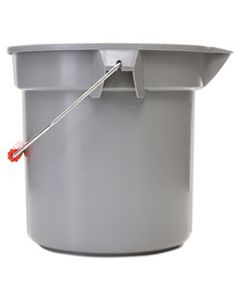 RCP261400GY 14 QUART ROUND UTILITY BUCKET, 12" DIAMETER X 11 1/4"H, GRAY PLASTIC