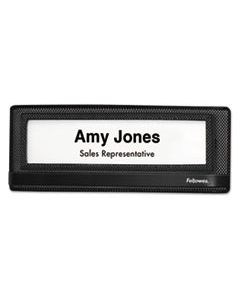 FEL7703201 MESH PARTITION ADDITIONS NAMEPLATE, 9 1/4 X 5/8 X 3 3/8, BLACK