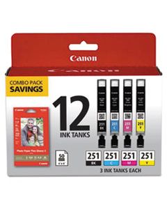 CNM6513B010 6513B010 (CLI-251) INK & PAPER COMBO PACK, BLACK/CYAN/MAGENTA/YELLOW