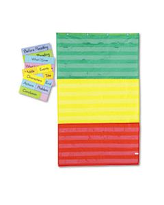 CDPCD5642 ADJUSTABLE TRI-SECTION POCKET CHART WITH 18 COLOR CARDS, GUIDE, 36 X 60