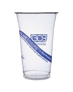 ECOEPCR20 BLUESTRIPE 25% RECYCLED CONTENT COLD CUPS, 20 OZ, CLEAR/BLUE, 1,000/CARTON