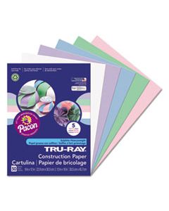 PAC6568 TRU-RAY CONSTRUCTION PAPER, 76LB, 9 X 12, ASSORTED PASTEL COLORS, 50/PACK