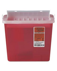 MIIMDS705153H SHARPS CONTAINER FOR PATIENT ROOM, PLASTIC, 5 QT, RECTANGULAR, RED