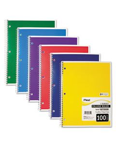 MEA06622 SPIRAL NOTEBOOK, 1 SUBJECT, MEDIUM/COLLEGE RULE, ASSORTED COLOR COVERS, 11 X 8, 100 SHEETS