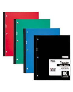 MEA05222 WIRELESS NEATBOOK NOTEBOOK, 1 SUBJECT, WIDE/LEGAL RULE, ASSORTED COLOR COVERS, 10.5 X 8, 80 SHEETS
