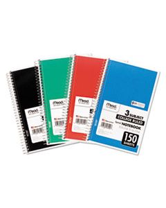 MEA06900 SPIRAL NOTEBOOK, 3 SUBJECTS, MEDIUM/COLLEGE RULE, ASSORTED COLOR COVERS, 9.5 X 5.5, 150 SHEETS