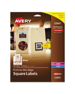 AVE22805 SQUARE LABELS W/ SURE FEED & TRUEBLOCK, 1 1/2 X 1 1/2, WHITE, 600/PK