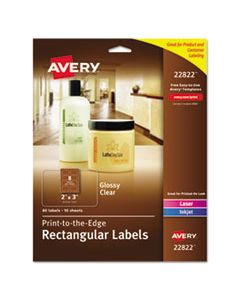 AVE22822 PRINT-TO-THE-EDGE LABELS W/ SURE FEED & EASY PEEL, 2 X 3, GLOSSY CLEAR, 80/PACK