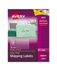 AVE5663 MATTE CLEAR EASY PEEL MAILING LABELS W/ SURE FEED TECHNOLOGY, LASER PRINTERS, 2 X 4, CLEAR, 10/SHEET, 50 SHEETS/BOX