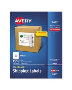 AVE8465 SHIPPING LABELS WITH TRUEBLOCK TECHNOLOGY, INKJET PRINTERS, 8.5 X 11, WHITE, 100/BOX