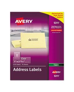 AVE5311 COPIER MAILING LABELS, COPIERS, 1 X 2.81, CLEAR, 33/SHEET, 70 SHEETS/PACK