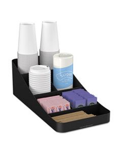 EMSCOMP7BLK TROVE SEVEN-COMPARTMENT COFFEE CONDIMENT ORGANIZER, BLACK, 7 3/4 X 16 X 5 1/4