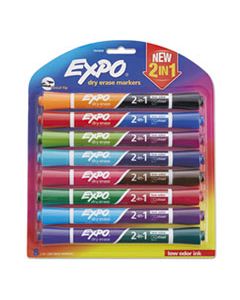 SAN1944658 2-IN-1 DRY ERASE MARKERS, BROAD/FINE CHISEL TIP, ASSORTED COLORS, 8/PACK