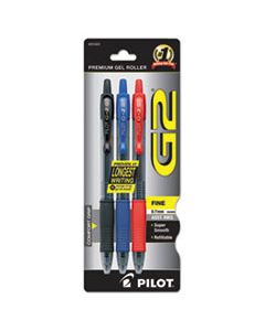 PIL31023 G2 PREMIUM RETRACTABLE GEL PEN, 0.7MM, ASSORTED INK, SMOKE BARREL, 3/PACK