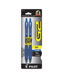 PIL31032 G2 PREMIUM RETRACTABLE GEL PEN, 0.7MM, BLUE INK, SMOKE BARREL, 2/PACK