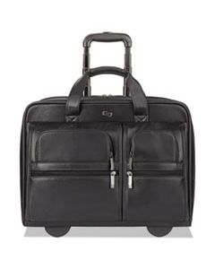 USLD9574 CLASSIC LEATHER ROLLING CASE, 15.6", 16 7/10" X 7" X 13", BLACK