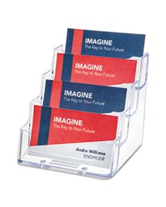 DEF70841 4-POCKET BUSINESS CARD HOLDER, 200 CARD CAP, 3 15/16 X 3 3/4 X 3 1/2, CLEAR