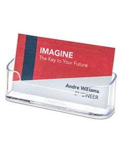 DEF70101 HORIZONTAL BUSINESS CARD HOLDER, 50 CARD CAP, 3 7/8 X 1 13/16 X 1 3/8, CLEAR