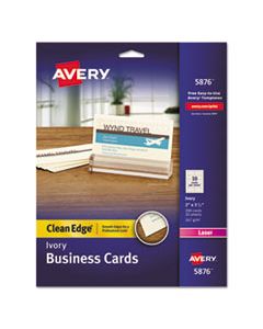 AVE5876 CLEAN EDGE BUSINESS CARDS, LASER, 2 X 3 1/2, IVORY, 200/PACK