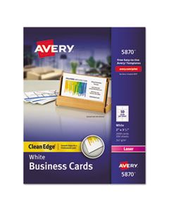 AVE5870 CLEAN EDGE BUSINESS CARD VALUE PACK, LASER, 2 X 3 1/2, WHITE, 2000/BOX