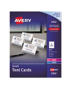 AVE5302 SMALL TENT CARD, WHITE, 2 X 3 1/2, 4 CARDS/SHEET, 160/BOX