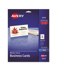 AVE8376 PRINTABLE MICROPERF BUSINESS CARDS, INKJET, 2 X 3 1/2, IVORY, MATTE, 250/PACK