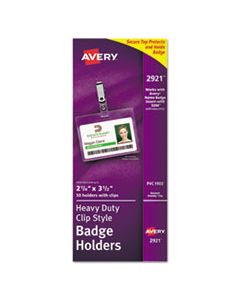 AVE2921 SECURE TOP CLIP-STYLE BADGE HOLDERS, HORIZONTAL, 2 1/4 X 3 1/2, CLEAR, 50/BOX