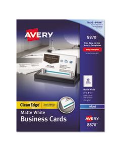 AVE8870 TRUE PRINT CLEAN EDGE BUSINESS CARDS, INKJET, 2 X 3 1/2, WHITE, 1000/BOX