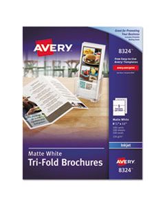 AVE8324 TRI-FOLD BROCHURES, 92 BRIGHT, 83LB, 8.5 X 11, MATTE WHITE, 100/PACK